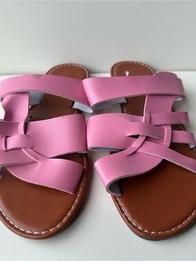 Pink Flat Slide Sandals Women's Size 41 / US 9.5 Woven Strappy Slip on  Sandals